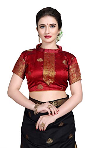 Image of SORU FASHION Women's Banarasi Pure Silk Saree With Unstitched Blouse Piece
