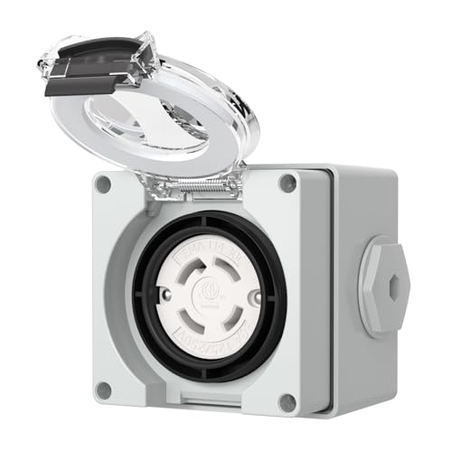 STARELO 30 Amp Locking Female Plug Box NEMA L14-30C Generator Twist Lock Adapter Female Connector 125/250 Volt Outdoor dustproof and Weatherproof for generators Welding Machines etc.ETL Listed.