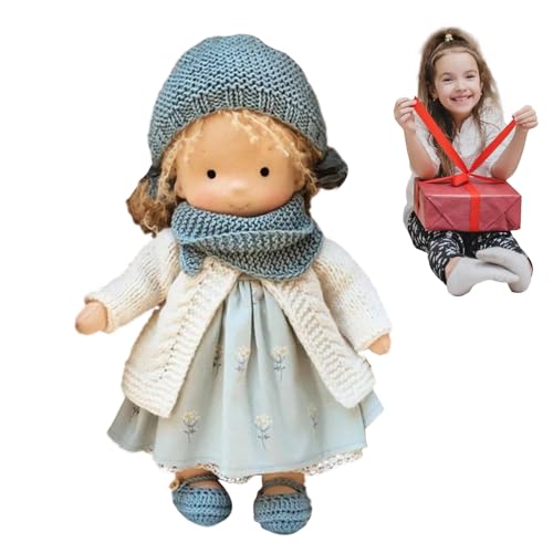 Generisch Muñeca de peluche hecha a mano, regalo de cumpleaños de dibujos animados suave para niñas, niños, linda muñeca de trapo con accesorios de vestir, niños creativos, figuras de peluche
