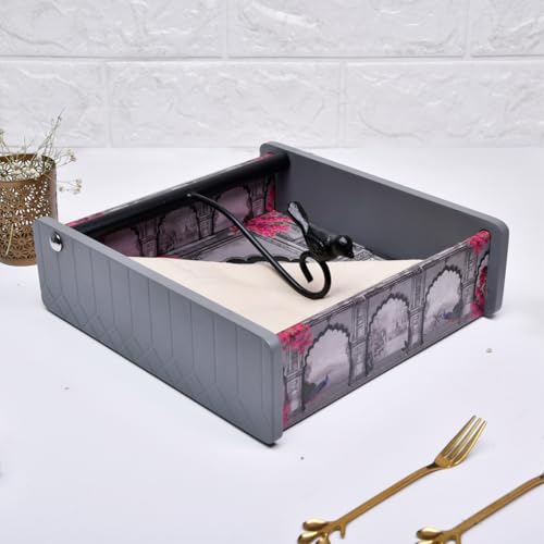 Image of Home Sparkle Napkin Storage 1 Pack | Grey |Table Napkin Holder Tray for Kitchen, Dining, Restaurant & Home Decor | Indoor & Outdoor Use | Stylish & Durable (C6V31)