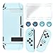DLseego Case Compatible Nintendo Switch, Housse de Protection Anti-Chocs et Anti-Rayures avec 2 Protections d'écran en Verre Trempé et 6 Capuchons pour Le Pouce pour la Switch - Bleu