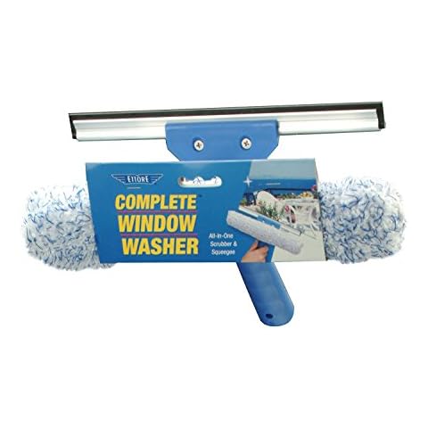 Ettore Complete Window Cleaner 2 in 1 Combo Tool: 10-inch Squeegee and Washer Cover