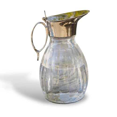 LOBERON Agudelle Caraffa - In vetro e metallo - Tappo versatore con finitura argentata anticata, trasparente/argento