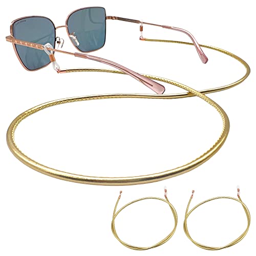 GERNEO® – Cordon de lunettes en cuir de qualité supérieure – Lot de 2 couleurs – Aspect cuir lisse unisexe pour lunettes de lecture et soleil