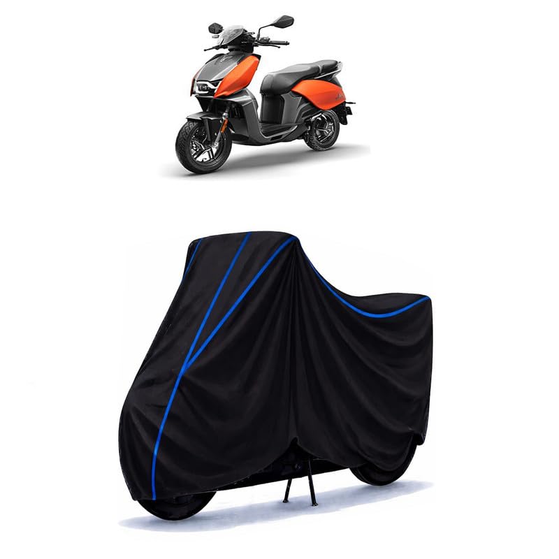 Image of Scooty Cover Water Resistant for V1 Electric | Universal Scooter & Bike Cover | Heavy Duty UV Dust, Rain & Scratch Protection | Elastic Fit All Weather Indoor Outdoor | Black with Blue Piping