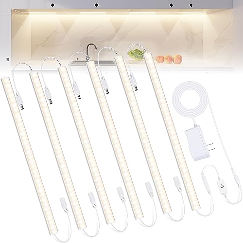 6PCS x 12 inch Under Cabinet LED Lights 4500K, Dimmable Under Counter Lights for Kitchen, Led Under...