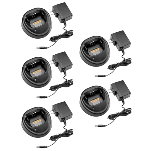 (5PCS) WPLN4137BR CP200 Charger [2025 New Version] for Motorola CP200D Charger CP150 CP200XL CP200XLS PR400 DEP450 NNTN4970 NNTN4496 NNTN4497 NNTN4497BR NNTN4497DR Battery Charger