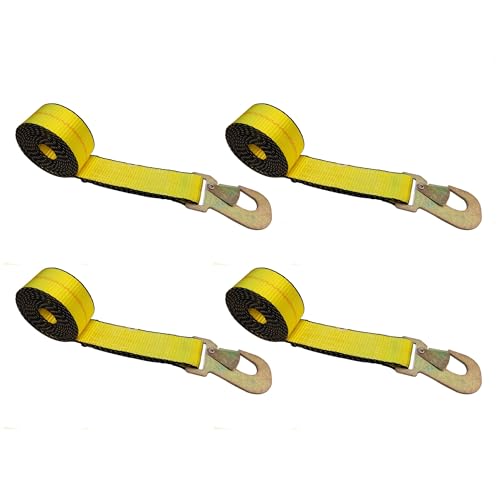 Image of Mega Cargo Control 2 inch x 10 FT Snap Hook Tie Down Winch Strap | Snap Hook Straps for Tow Dolly (4 - Pack)- Assembled in USA