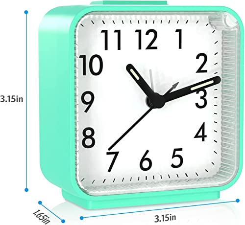 Image of AMIR Analog Alarm Clock, Silent Non Ticking Small Clock, Travel Alarm Clock with Snooze & Light, Ascending Beep Sounds, Battery Operated Loud Alarm Clock for Bedroom, Bedside, Desk