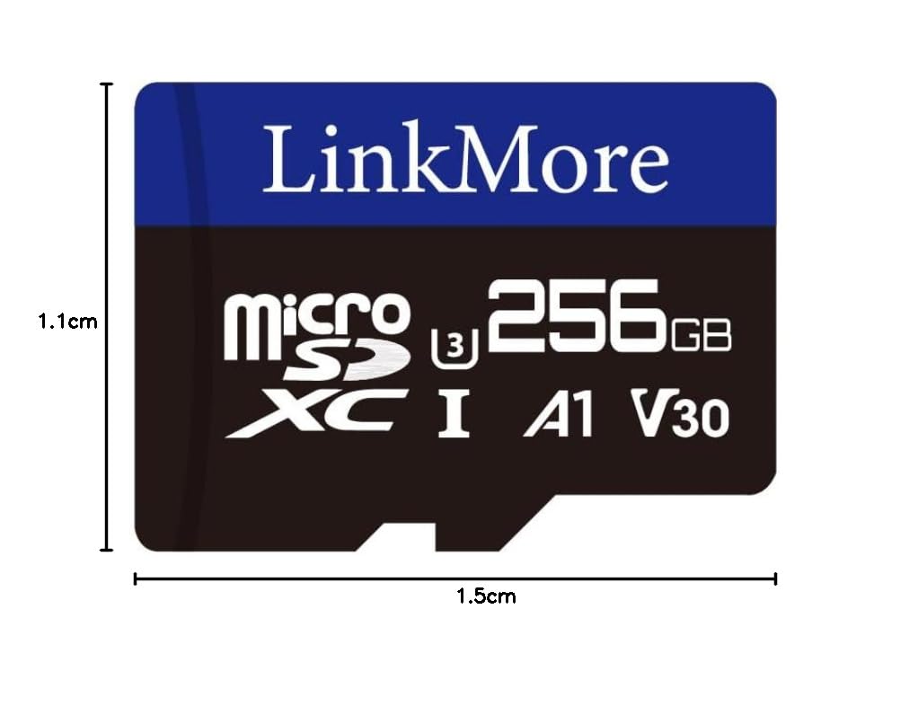 LinkMore Scheda Micro SDXC, A1, UHS-I, U3, V30, compatibile con classe 10, adattatore SD incluso (256GB, A1 V30)