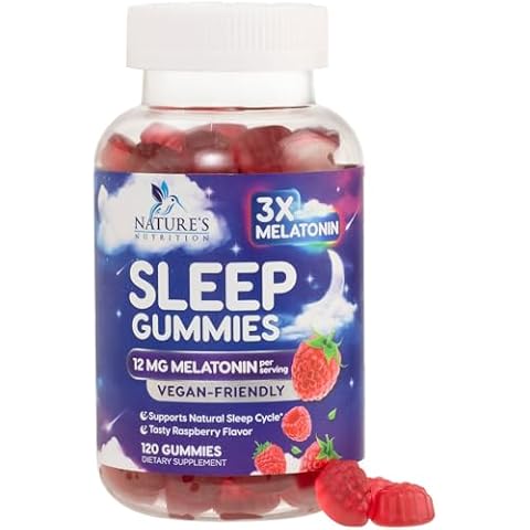 Melatonin Sleep Gummies - Extra Strength Sleep Gummy, 12 mg Melatonin, Natural Melatonin Gummy Sleeping Support Dietary Supplement for Adults, Vegan, Non-GMO, Natural Berry Flavor - 120 Sleep Gummies Cover