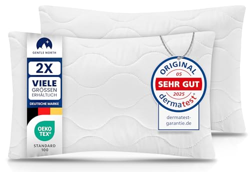 Gentle North Kopfkissen (30x50 cm groß) - 2er Set Kissen für Bett und als Dekokissen - Mit Reißverschluss für Füllung - Sofakissen - Zierkissen für Couch und Sofa - Ökotex - Waschbar bis 60 - Weiß
