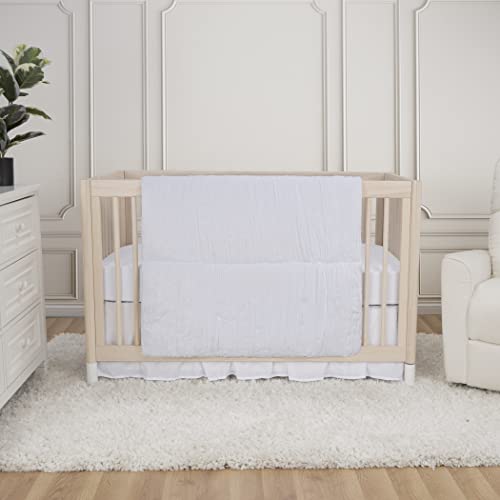 Image of Trend Lab Simply White 3 Piece Crib Bedding Set, Sewn with Elegant Ruching, includes Quilt, Fitted Crib Sheet and Skirt