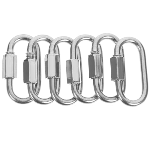 FRCOLOR 6 pezzi Connettori Rapidi Vite in Acciaio Inossidabile Link Catena Resistenti e Leggeri per Campeggio Ganci e Tende Solari