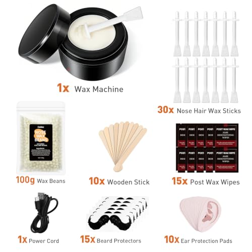 Image of Nose Wax Kit, Nose & Ear Hair Removal, Mini Wax Pot with 30 Nose Wax Sticks