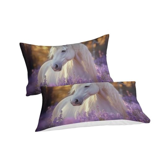 Housse de couette 3d cheval blanc en microfibre douce et durable - 3
