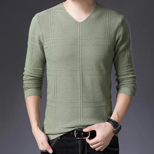 Long Sleeves Slim Fit Wool Sweater for Men Knit Pullover V Neck Lightweight Soft Jumper Top2