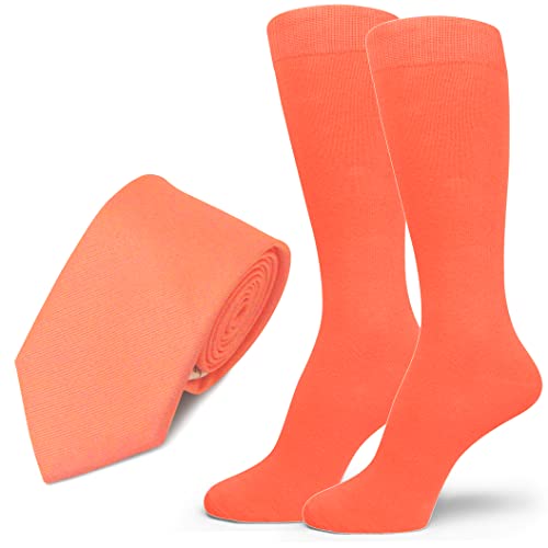Spotlight Hosiery Groomsmen/Men's Solid Color Dress Socks & Neck Tie Set for Wedding Gift