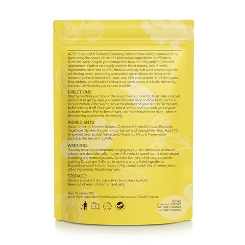 Generic Kojic Acid and Turmeric Cleansing Pads for Face, Turmeric Cleansing Pads Helps Balance Skin Oil And Water, 60Pcs