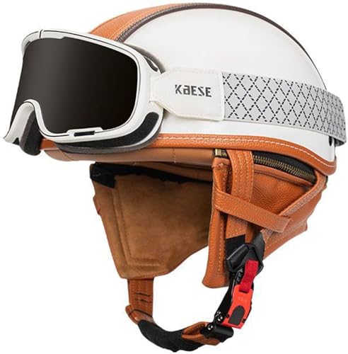 【Materiale di alta qualità】: questo mezzo casco è realizzato in calotta in pelle PU + materiale ABS ad alta resistenza ed è dotato di uno strato di cache EPS ad alta densità, che migliora l'effetto di assorbimento degli urti.