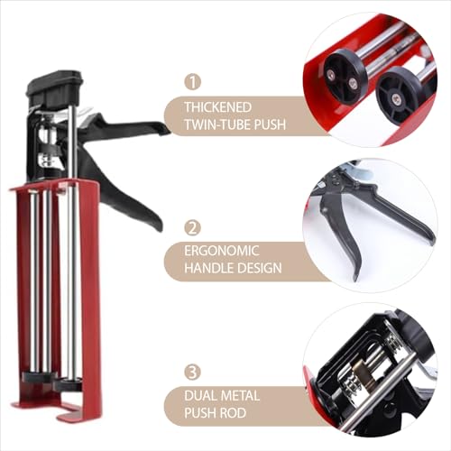 Pistola de calafateo manual aplicador adhesivo, agarre en T para cartucho de 400 ml, ideal para epoxi, acrílico, silicona, reparaciones del hogar y proyectos de bricolaje