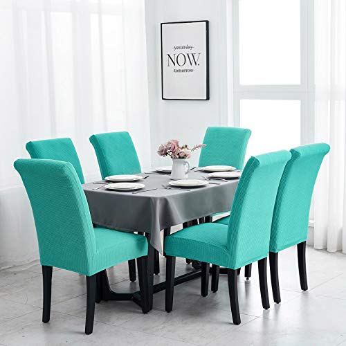 Joccun Chair Covers For Dining Room Set Of 4,Water Repellent Dining Chair Slipcovers Stretch Dining Room Chair Covers Seat Protector,Washable Parsons Chair Cover For Home,Banquet(Turquoise,4 Pack) #TOP4