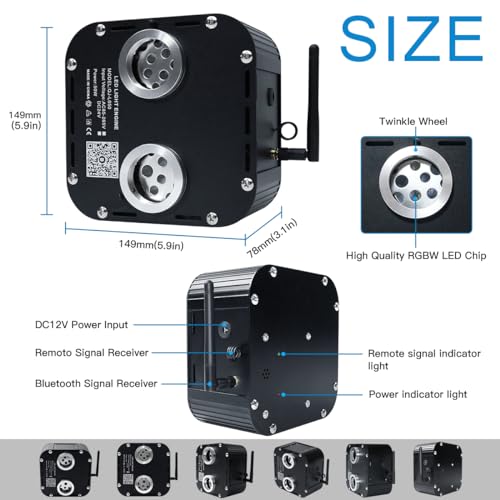 Image of AKEPO 50W Dual-Head Twinkle Fiber Optic Light Engine Replacement, RGBW Twinkle+APP Control+Music Activated+28-Key Remote for Home Fiber Optic Star Ceiling