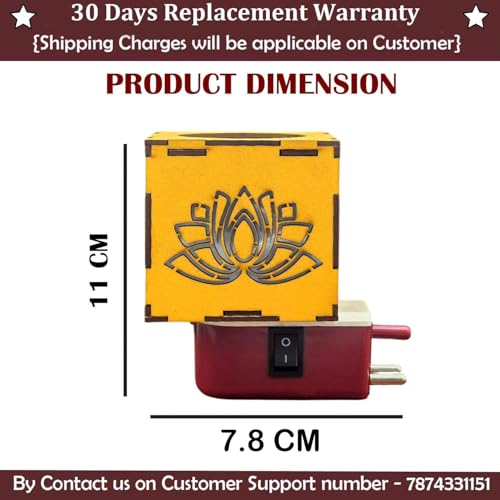 Image of SIGNAMIO Auto Cut Wooden Bharat Camphor Kapoor Bakhoor Oud Aroma Oil Diffuser Incense Dhoop Burner Electrical Stand Machine for Home Fragrance with Night Lamp
