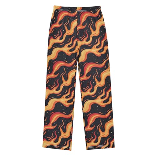 Pajama Bottoms, Cartoon Fire Flame Pattern Sleeping Pant Lounge Wear Pajamas Long Pants Sleepwear Pjs