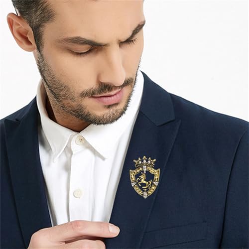 Image of Dreuyet Horse Brooch Pin Horse Racing Suit Lapel Pin for Women Men Rhinestone Antique Gold Horse Animal Brooch Clothing Outfits Accessory Jewelry