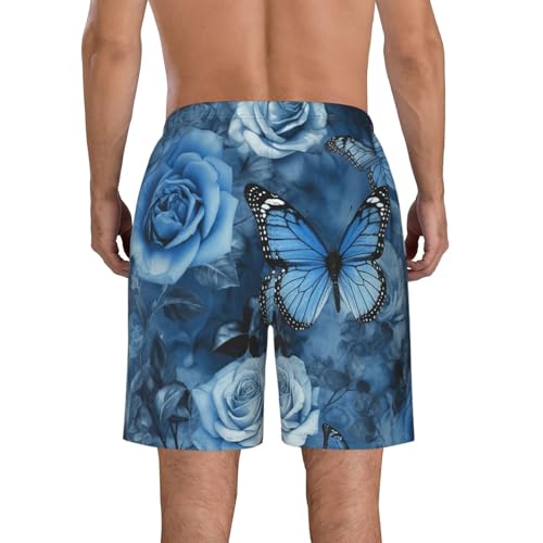 Men's Swim Trunks Blue Rose Quick Dry Board Shorts Mens Bathing Suit Beach Swimwear with Pockets3