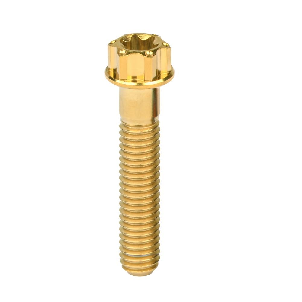 4 bulloni in titanio M6x15 20 25 30mm Torx T30 flangia for viti freno a disco moto(Gold,25MM_M6)