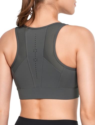 Yvette Front Zip Sports Bra for Women - High Impact Support