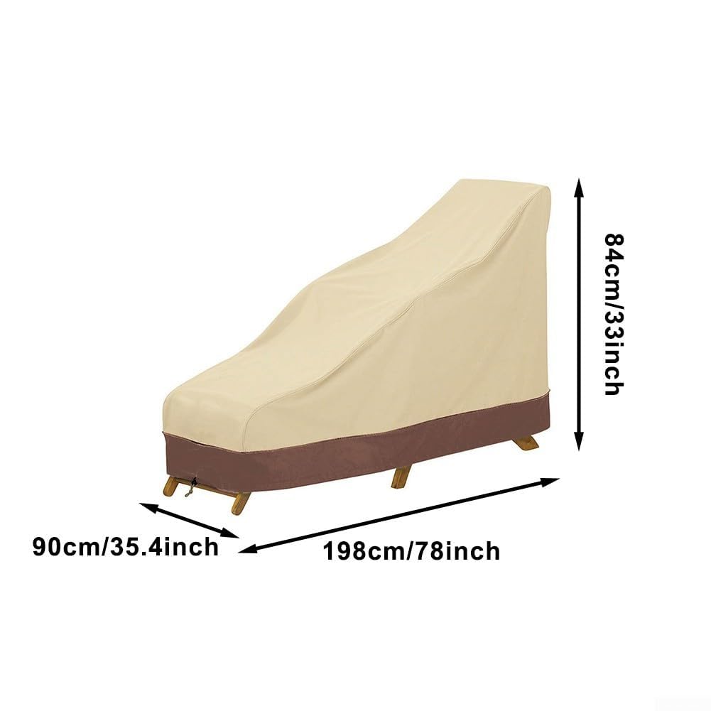 Funda para tumbona de exterior de alta calidad, protector de muebles de patio de tela de doble capa con asas de ventilación resistente a la intemperie para silla reclinable de jardín, 77 x