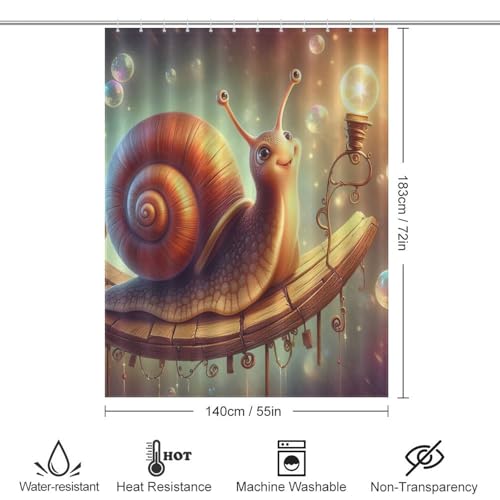 Rideau de douche escargots en polyester pour éviter les éclaboussures d'eau - 4