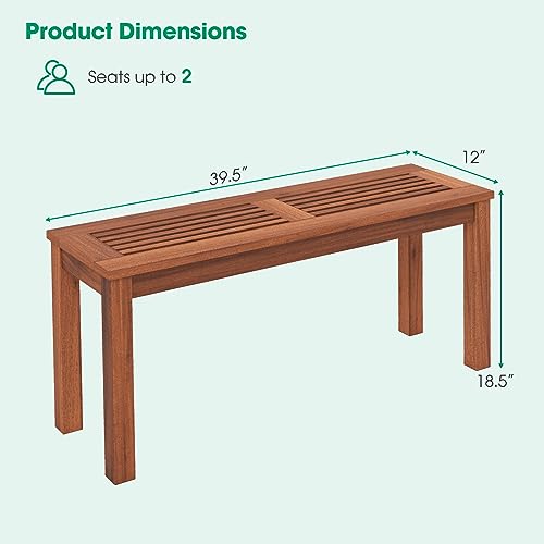 Tangkula PATIO WOOD BENCH 11106 Patio Wood Bench, 2-Person Solid Wood Bench With Slatted Seat, 39.5 Inch Long Loveseat With Stable Wood Frame, Indoor Outdoor Dining Bench thumb #4