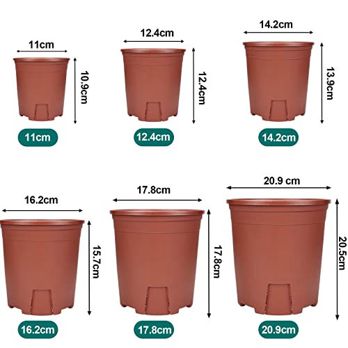Image of Muzihra 17.8cm Plastic Plant Pot Pack of 5, Root-Control Nursery Seedling Planter Decorative Garden Flower Pot Container Green for Indoor Outdoor Bonsai Plants - Red