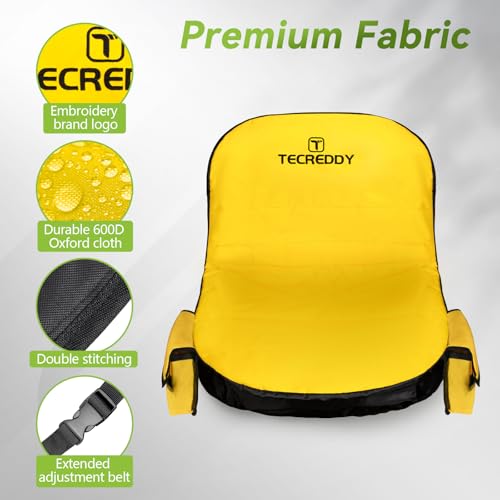 Image of Lawn Mower Seat Cover, Weatherproof Heavy Duty Tractor Seat Cover for John Deere LP92324 Cub Cadet Riding Lawn Mower, 600D Oxford Fabric with Storage Pouch, Medium