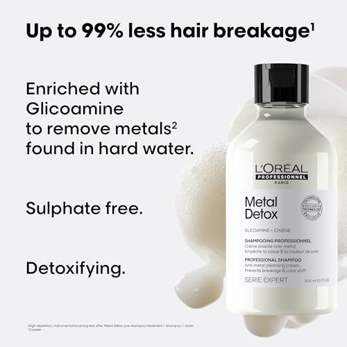 L’Oréal Professionnel Metal Detox Clarifying Shampoo, Prevent Breakage & Colour Fade from hard water, For Damaged Hair, Sulphate-Free & Vegan - Image 3