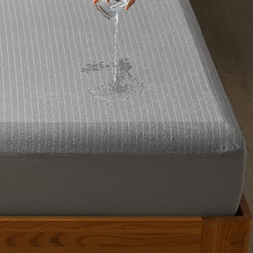 Bedecor Twin Size Mattress Protector Waterproof Mattress Cover 39"×75",Stripe Mattress Sheet Stylish Soft,Deep Pockets To 18 Inch Grey thumb #6