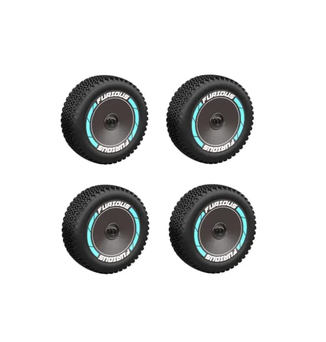 RC Pre-Mounted Tire (4 PCS), Original Wheel Replacement for AM-X12, 4PCS, Cyan