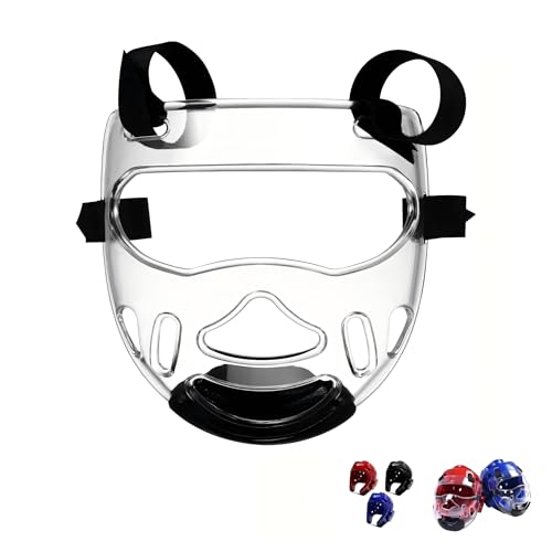 Clear Face Guard Face Shield Portable Detachable Taekwondo Protection for Sports Karate Martial Arts Face Shield Nose Protector for Sports (Size L: Fits Helmet Sizes L/XL)