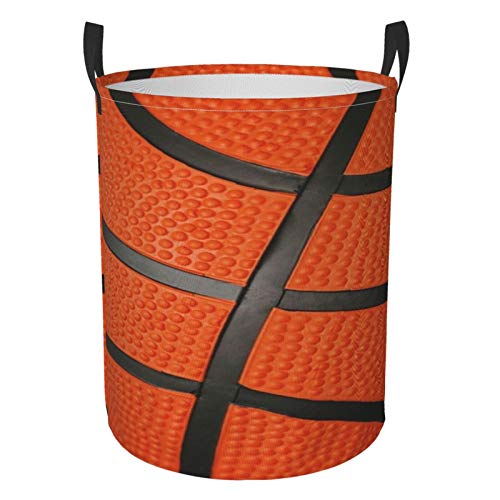 Image of KiuLoam Basketball Sport Ball Texture 19.6 Inches Large Storage Basket with Handles Collapsible Portable Laundry Fabric Hampers Tote Bag for Toys Clothing Organization