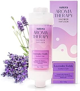 Sutera Shower Infuser - Vitamin C Shower Head Filter, Hard Water Softener, Chlorine & Fluoride Shower Filter, Water Purifying Filtered Shower Head with Beads, Helps Dry Skin & Hair Loss (Lavender)