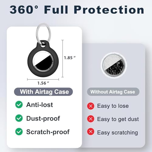 Image of MOLOSLEEVE Case for AirTag 2nd Gen (2026) & 1st Gen, Shockproof Holder Anti-Scratch Protective Cover for Air Tags, Men's Women's Keyrings & Keychains for Keys, Luggage, Bags, Black(Flat Keychain)