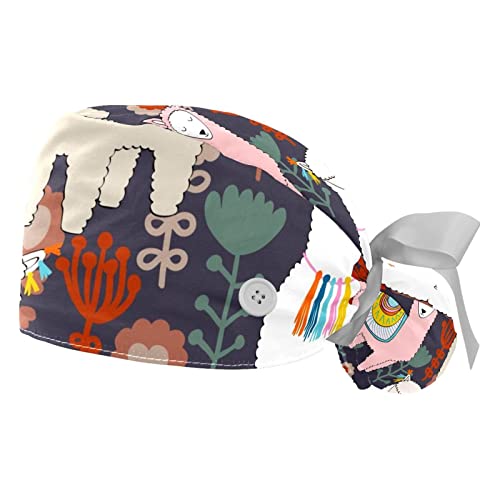 Chapeaux de travail respirants lot de 2 casquettes bouffantes motifs animaux et floraux