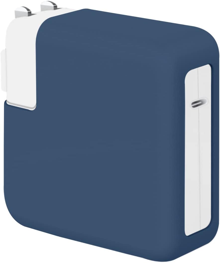70W Soft Silicone Charger Cover Compatible with Apple MacBook Air 13.6 inch Air 15inch M3 M2 2023 2024, 70W Power Adapter Protective Case Sleeve for MacBook Pro 14 M3 2023, Navy Blue