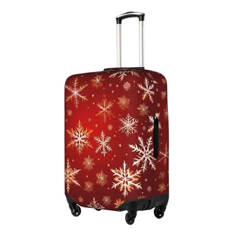 red background golden snow Print Protective Suitcase Cover Washable Travel Luggage Protector with Concealed Zipper2