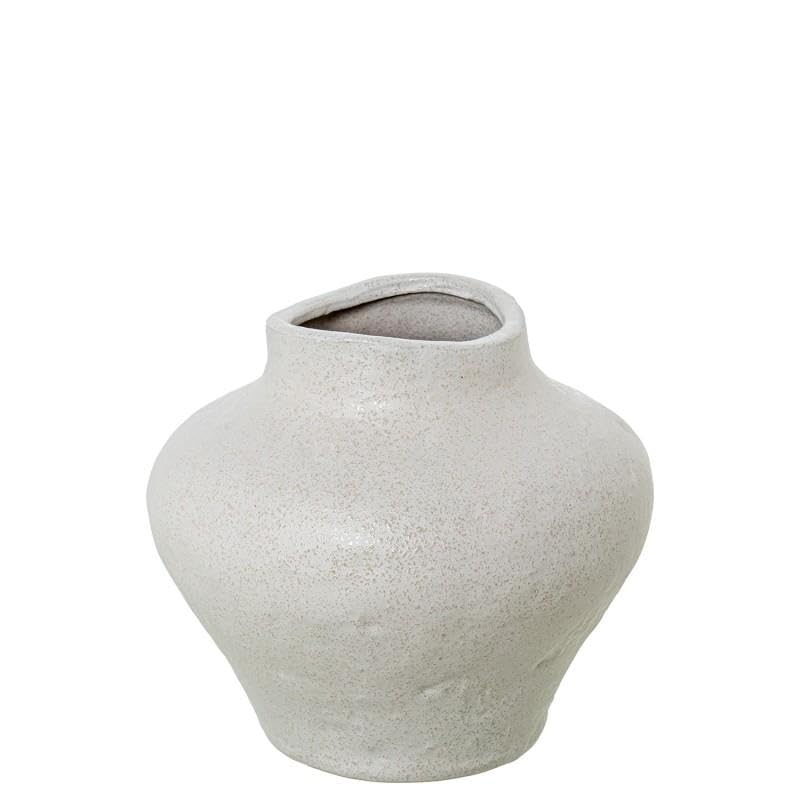 DRW Jarron de sobremesa de Ceramica en Blanco 23x25x25 cm