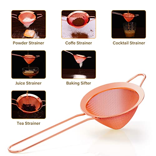 Eligara ELI52-MS Fine Mesh Strainer With Handle - Copper Conical Strainers For Cocktail, Tea, Coffee & Drinks - Bar Stainless Steel High-Density Strainer Tool (Rose Gold) Length 9.25 Inches thumb #4